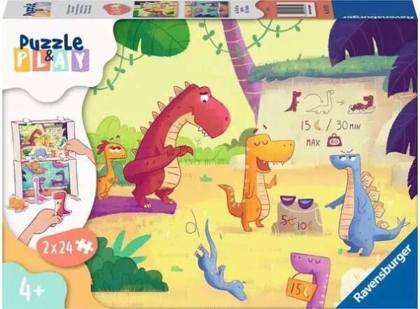 پازل 2 در 1 و بازی راونزبرگر مدل Dinosaurs in summer